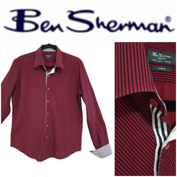 Ben Sherman Striped Red/Blue Shirt Sz L